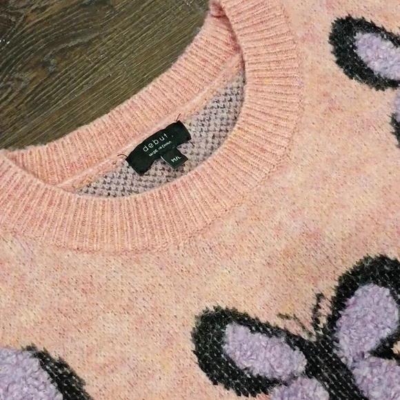 Cropped Pink and Purple Butterfly Sweater Size Medium Fairycore Whimsical - Picture 4 of 4